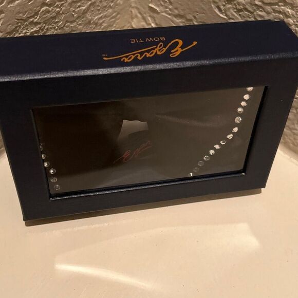 Egara Men's Black Bow Tie With Crystal Rhinestones Special Occasion Prom Hoho - Picture 5 of 10